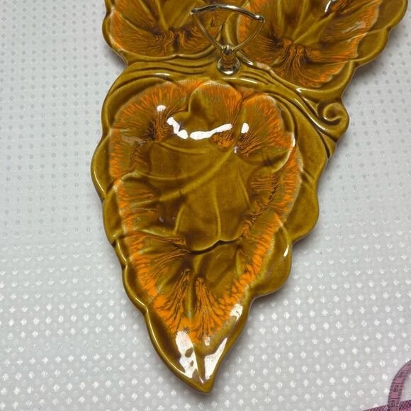 Vintage MCM Santa Anita Ware R-27 Three Leaf Glossy Glazed Art Pottery Dish - Picture 3 of 9